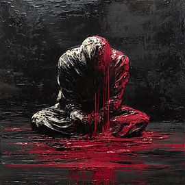 Dissolving Human Figure in Water Abstract Expressionism Acrylic Impasto Painting Chaotic Emotional Modern Art Composition by Aden Pink Studio