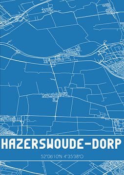 Blauwdruk | Landkaart | Hazerswoude-Dorp (Zuid-Holland) van Rezona