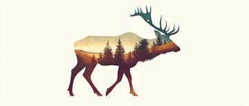 Herten in een magisch landschap van Poster Art Shop