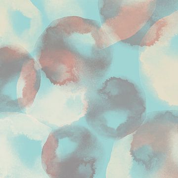 Neon art. Watercolor brush strokes in light blue, taupe, white by Dina Dankers