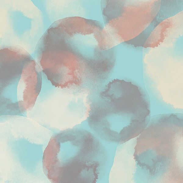 Art néon. Coups de pinceau à l'aquarelle en bleu clair, taupe, blanc. par Dina Dankers