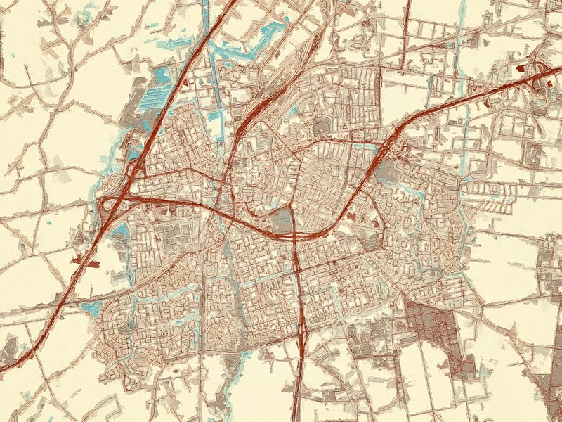 Map of Roosendaal in the style Blue &amp; Cream by De Kaartenwinkel
