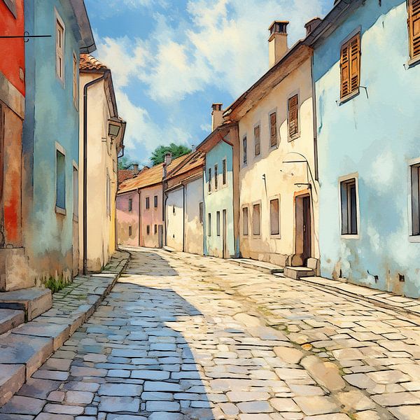 Silent Street | Street Sunlight par Peinture Abstraite