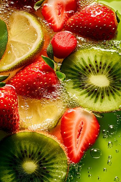Tangy fruit slices in sparkling water by Poster Art Shop