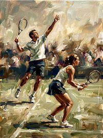 Dynamic Tennis Action Impressionist Painting