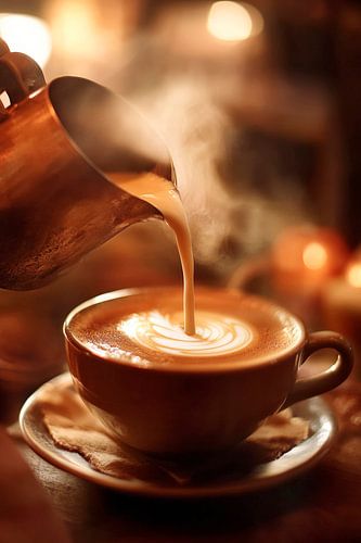 Seductive cappuccino with steam by Poster Art Shop