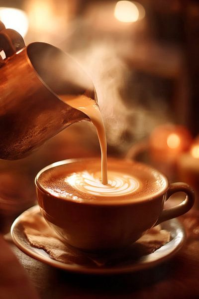 Verführerischer Cappuccino mit Dampf von Poster Art Shop