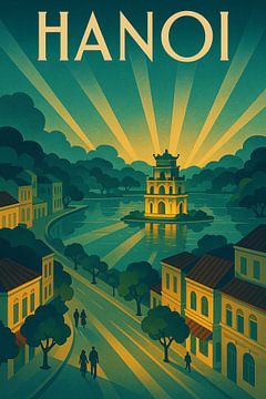 Hanoi Elegance – Art Deco Old Quarter Poster by Travel Shop