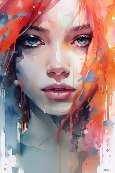 Abstract watercolour of a girl/woman. by Gelissen Artworks