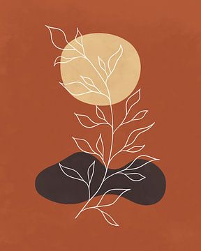 Minimalist abstract landscape with a plant in autumn colours by Tanja Udelhofen