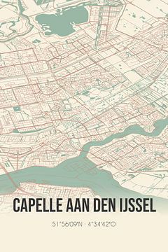 Vintage landkaart van Capelle aan den IJssel (Zuid-Holland) van Rezona