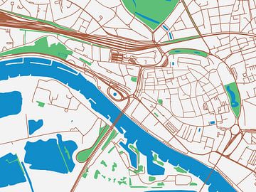 Kaart van Arnhem Centrum in de stijl Urban Ivory van Map Art Studio