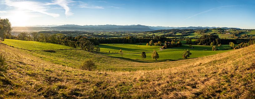 View from Mariaberg of the Grünten and the Allgäu Alps in autumn by Leo Schindzielorz
