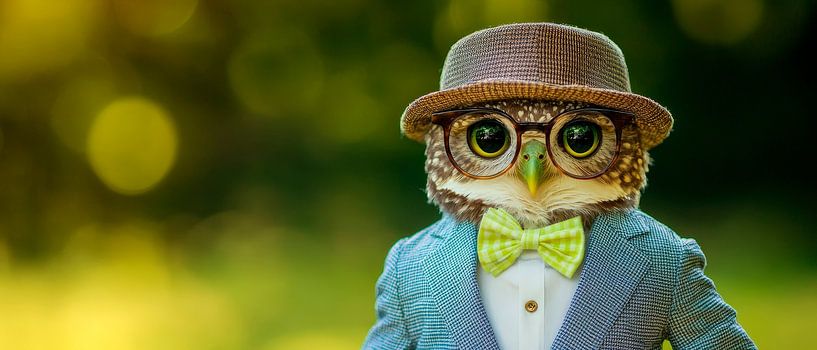 Elegant owl in suit with hat by Poster Art Shop