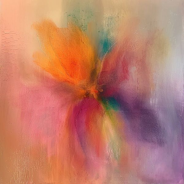 Modern abstracte bloem in pastelkleuren en neon accenten van Lauri Creates