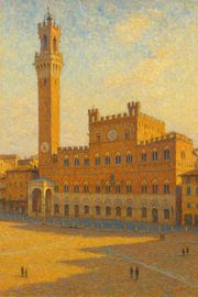 Siena Piazza del Campo Gouden Uur – Toscane Architectuur Impressionistische Kunst van Travel Shop