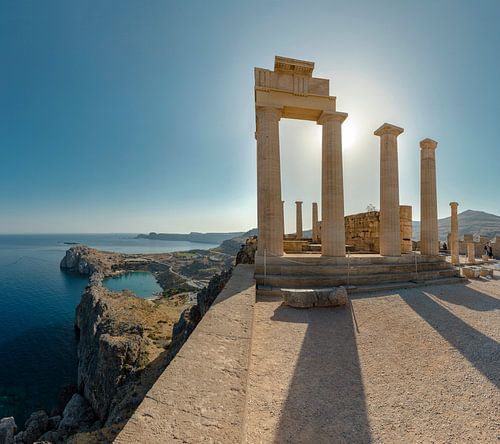 Zuilen van de Akropolis, Lindos, Rhodos, Rhodes, Griekenland