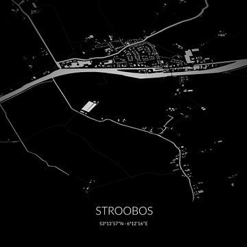Schwarz-weiße Karte von Stroobos, Fryslan. von Rezona