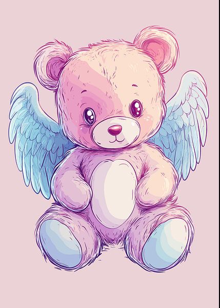 Adorable ours en peluche volant avec des ailes d'ange par Pixelbull Design