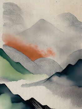 Abstract ZEN berglandschap in Japanse stijl (deel 1 van tweeluik)