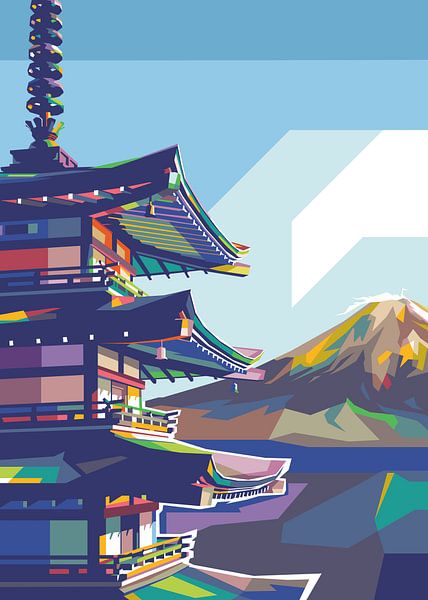 Traditionelles japanisches Haus Popart von Rizky Dwi Aprianda