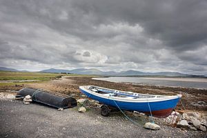 Boats on dry land off the coast of Ireland