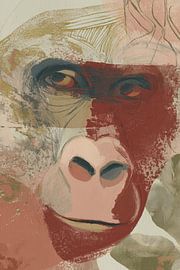 Abstraktes Gorilla-Porträt in warmen Farbtönen von Chromatic Storm Studio