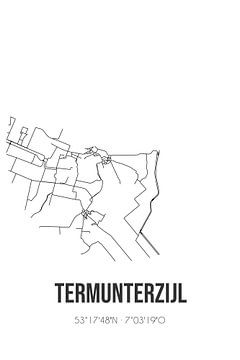 Termunterzijl (Groningen) | Carte | Noir et blanc sur Rezona