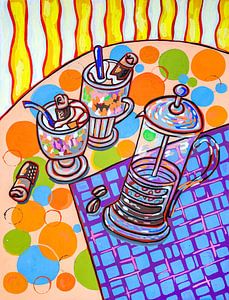 Lebendige Couchtisch-Szene