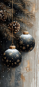 Schneebedeckte Weihnachtsdekoration