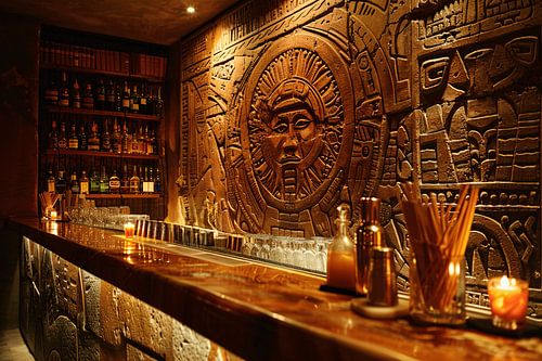 Muur met abstract epressionistisch schilderij