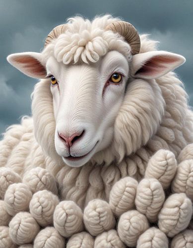 Een klassiek schaap met wol portret.