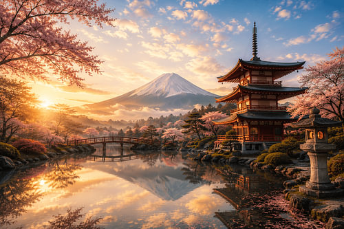 Jardin japonais près du mont Fuji