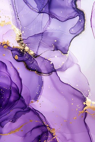 Paarse inkt en gouden aderen abstract