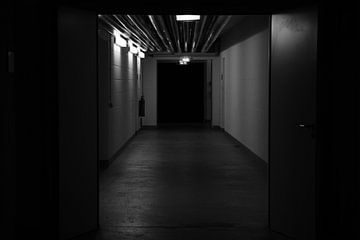 Sombere kamer in zwart-wit van Maximilian Burnos