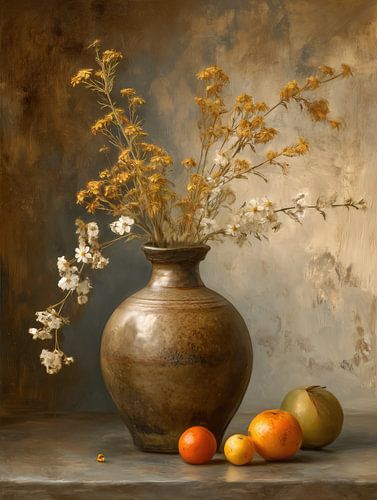 vase flowers | Golden Wildflowers by Eye catching paintings