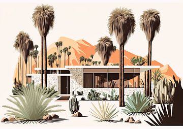 1950s bungalow Arizona USA sur Vlindertuin Art