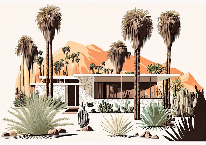 Jaren vijftig bungalow Arizona USA van Vlindertuin-Art
