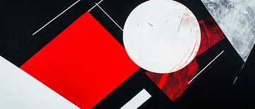 Geometric harmony in red and white Art of form and colour ve by Poster Art Shop