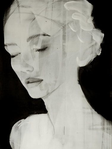 Zwartwit portret met een dromerige uitstraling