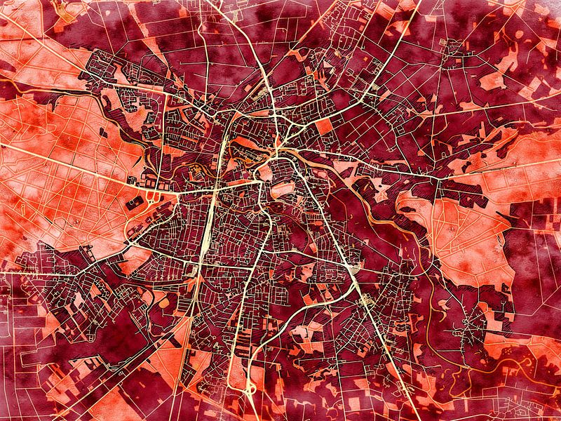 Map of Celle with the style 'Amber Autumn' by Maporia