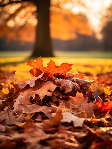 Piles of leaves in autumn V4