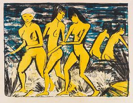 Five yellow nudes on the water, OTTO MUELLER, 1921 by Atelier Liesjes