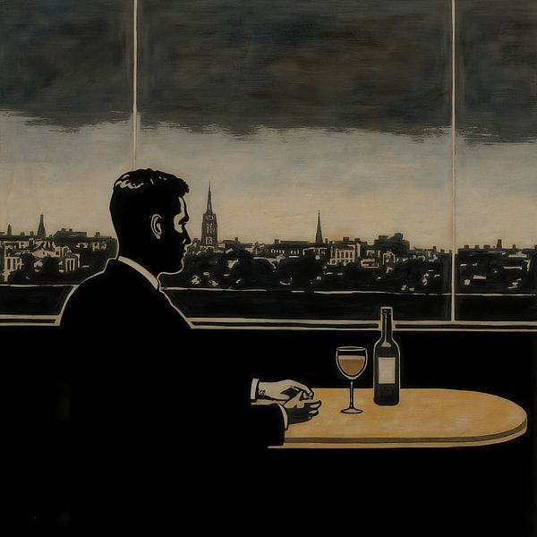Ein einsamer Mann sitzt an einem Tisch von Jan Keteleer