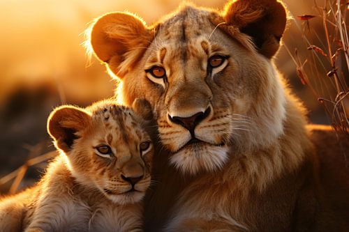 Moeder leeuw met welp #1