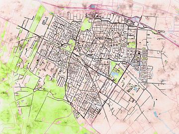 Map of Veenendaal with the style 'Soothing Spring' by Maporia