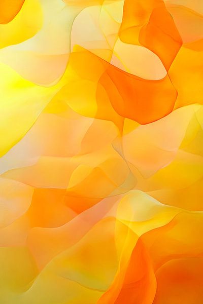 Abstracte Wellen in Gelb und Orange von Poster Art Shop