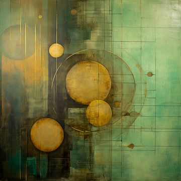 Abstract, schilderij, “Gentle Geometry in Green van Joriali Abstract