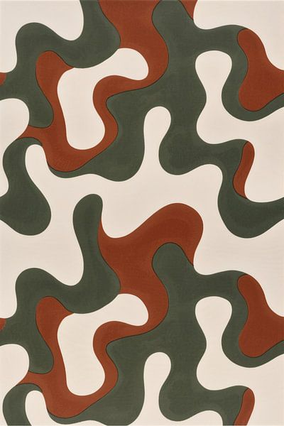 Abstraktes Kunstwerk mit grünen, braunen und roten Mustern von Art & Soul Creations