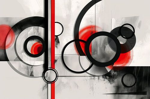 Dynamic circles - Abstract movement in black, red and white